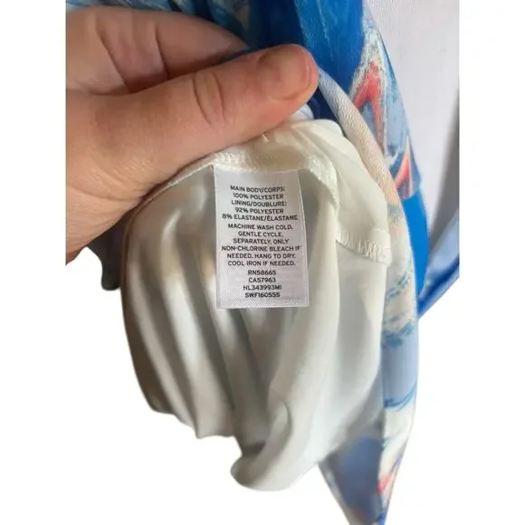 Chelsea28 Wedding Guest Vacation Resort Wear Midi Wrap‎ Dress 16 Blue Watercolor - Picture 5 of 6